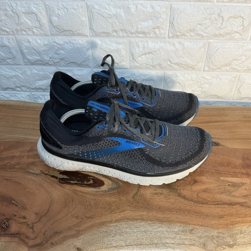 Brooks‎ Glycerin 18 Men's Running Shoes Size 12 Blue Black Gray Cushion Sneakers